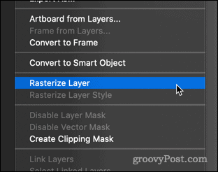 Rasterizing a layer in Photoshop