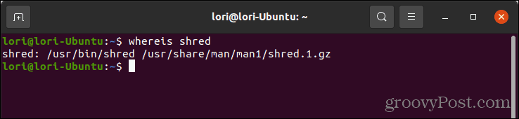 Run the whereis shred command in Linux