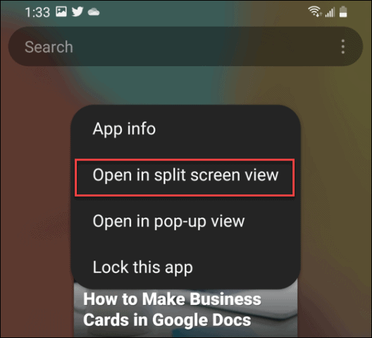 how to split screen on android