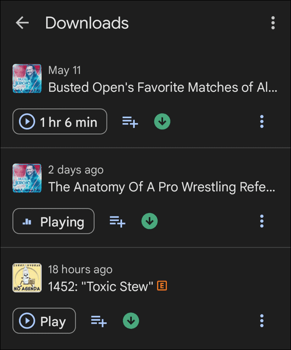 downloaded podcasts android