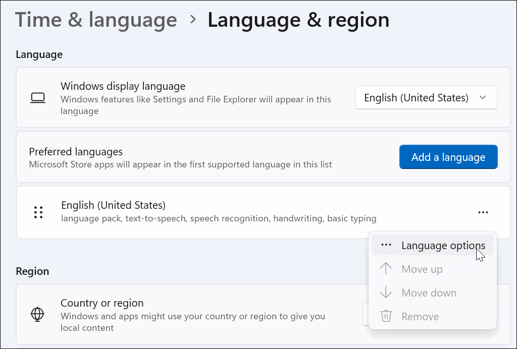  language options type special characters on Windows 11