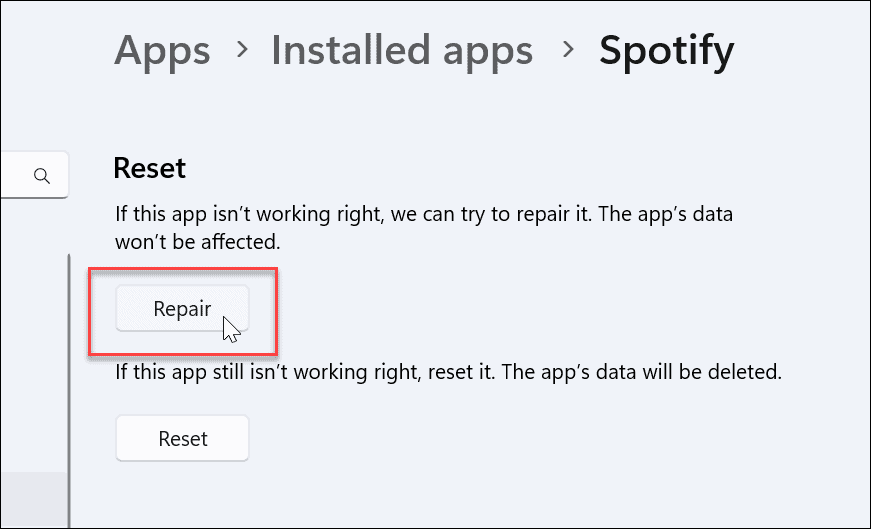 repair spotify app