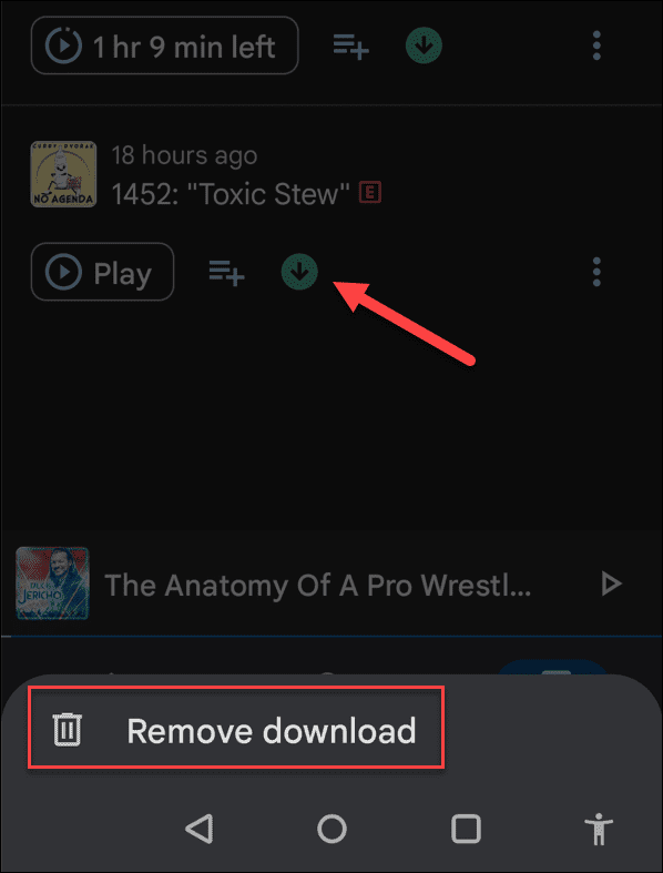 remove downloaded podcasts Google Podcasts Android