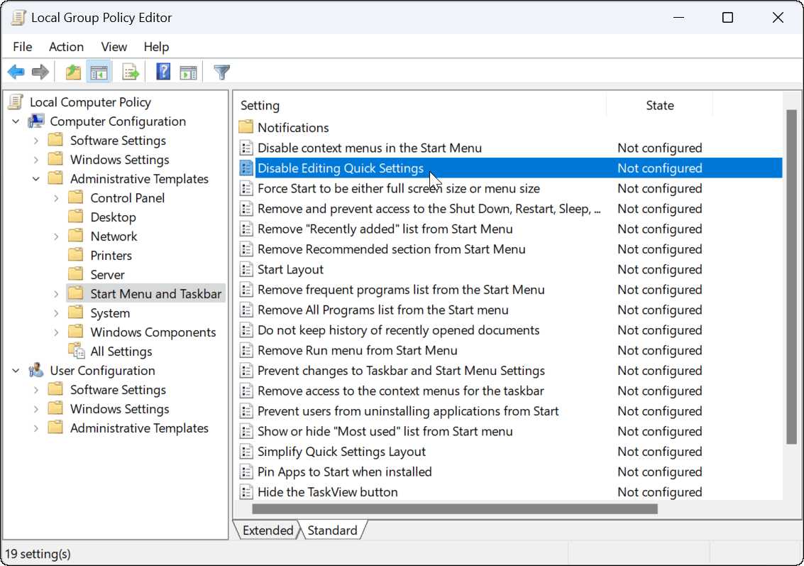 Prevent Quick Settings Edits on Windows 11