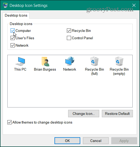 icons restore desktop icons on windows