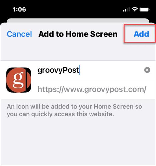 Add a website to the home screen on iphone