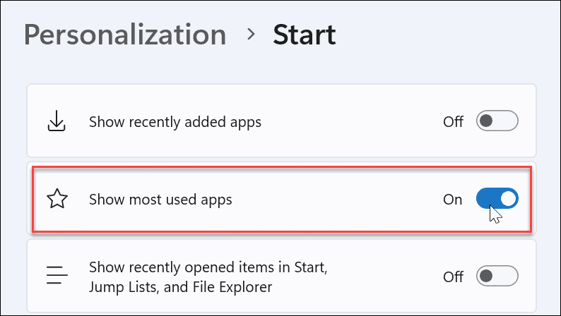 show most used apps