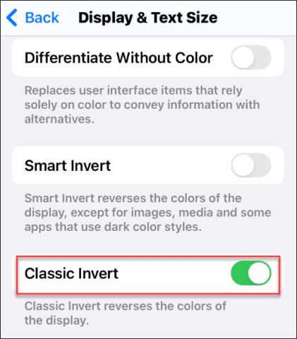 disable smart invert enable classic invert