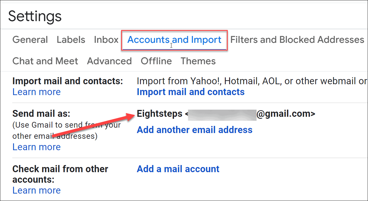 новое отображаемое имя gmail