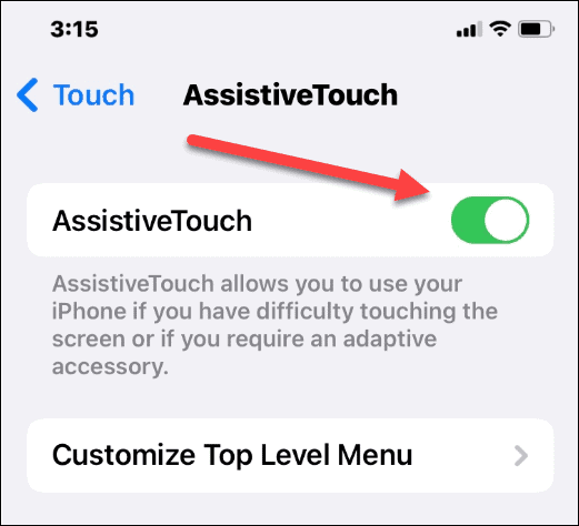 toggle on assistive touch