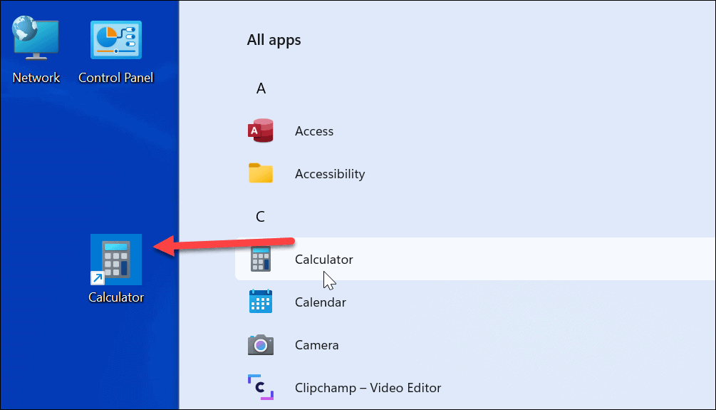 move apps from start to desktop