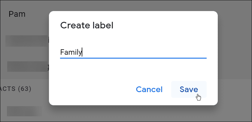 метка имени для групповой электронной почты Gmail