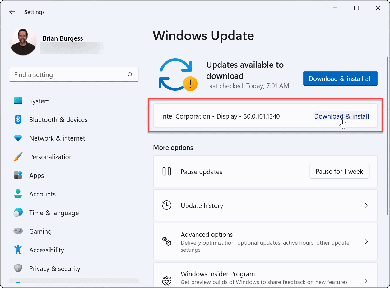 Windows Update driver