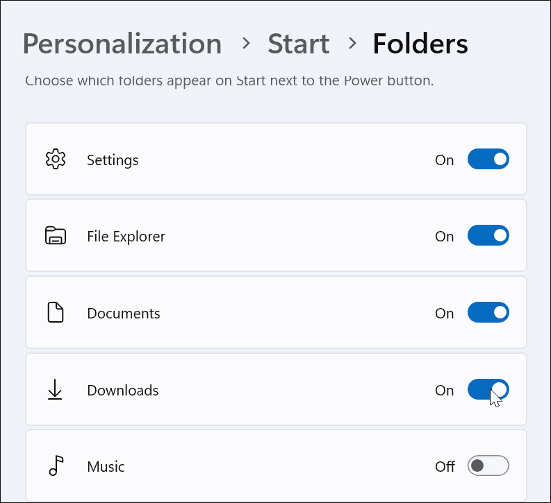 Управление настройками меню «Пуск» в Windows 11