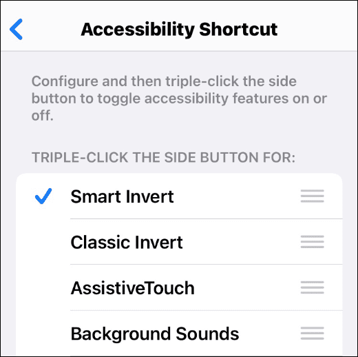 Accessibility shortcuts