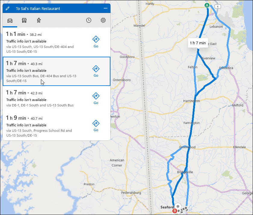 directions download maps on windows 11