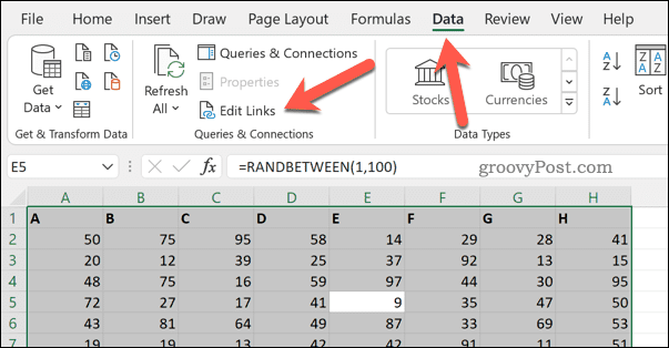 Editing links in Excel