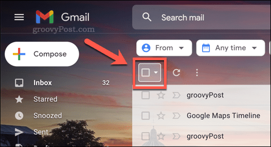 The checkbox icon to select emails in Gmail