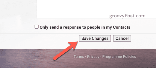 Saving changes to settings in Gmail