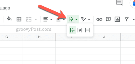 The text wrapping menu icon in Google Sheets