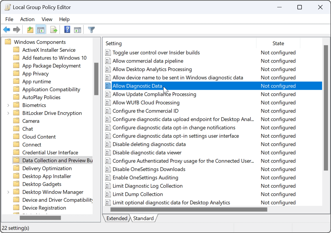 Group policy allow diagnostic data