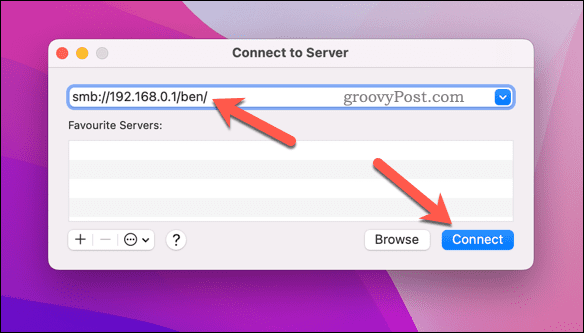 Connect to a server on a Mac