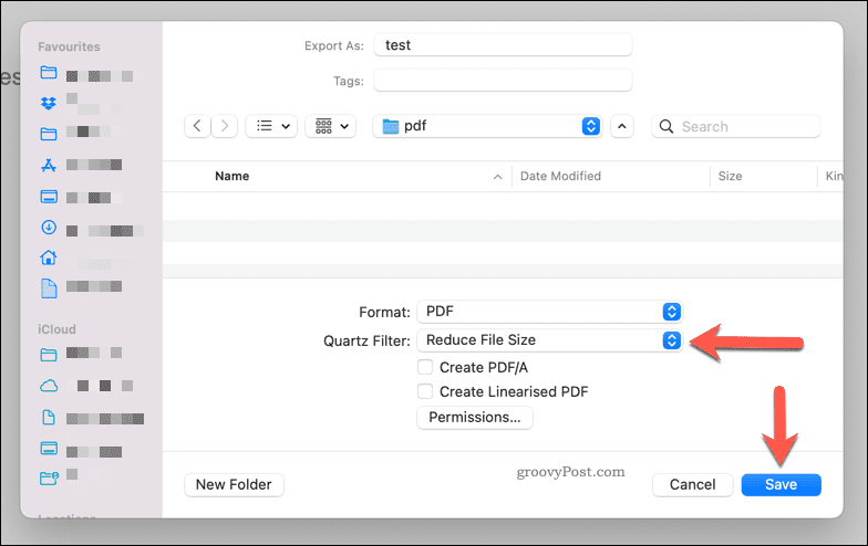 Reducing a PDF file size using Preview on Mac