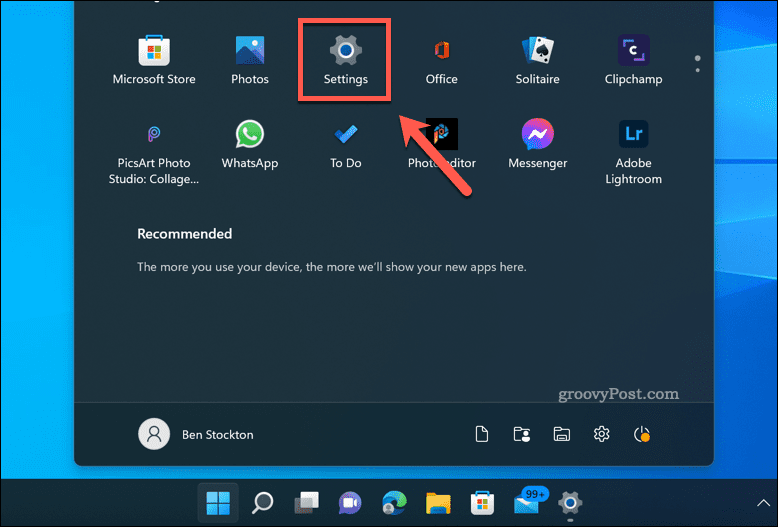Open the Windows 11 Settings menu