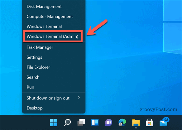 Opening the Windows Terminal on Windows 11