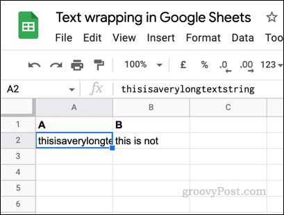 Example of text not wrapped in Google Sheets