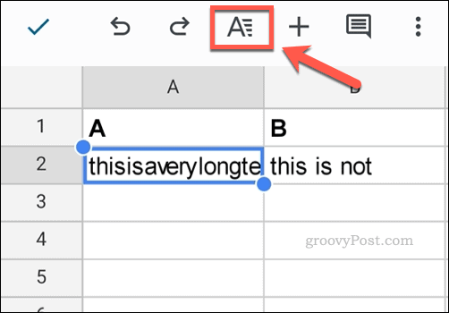 The cell formatting option in Google Sheets