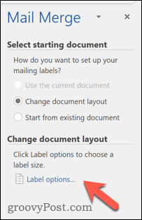 Configuring labels in Word