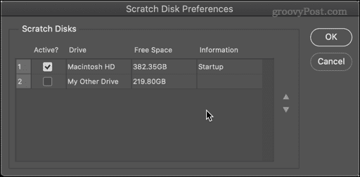 scratch disk selection photoshop