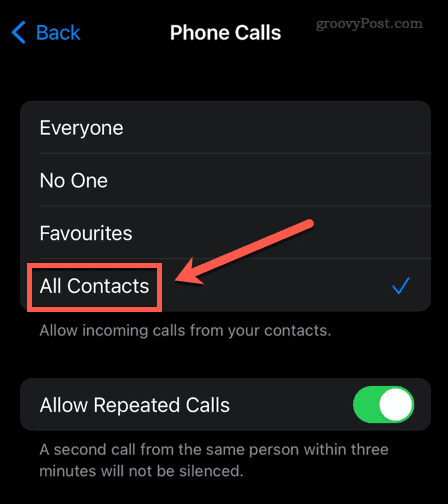allow all contacts iphone