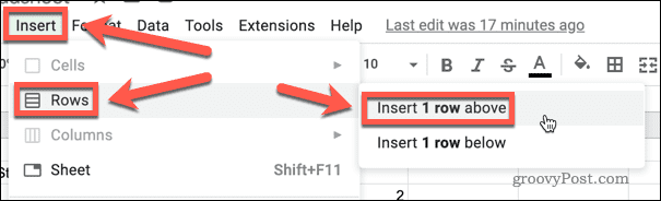 insert one row in google sheets