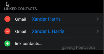 linked contacts on iphone