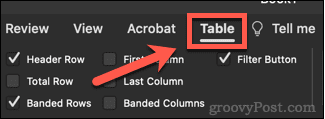 table tab in excel