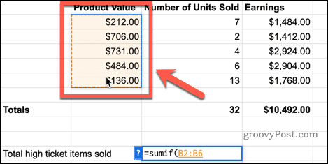 select values in google sheets