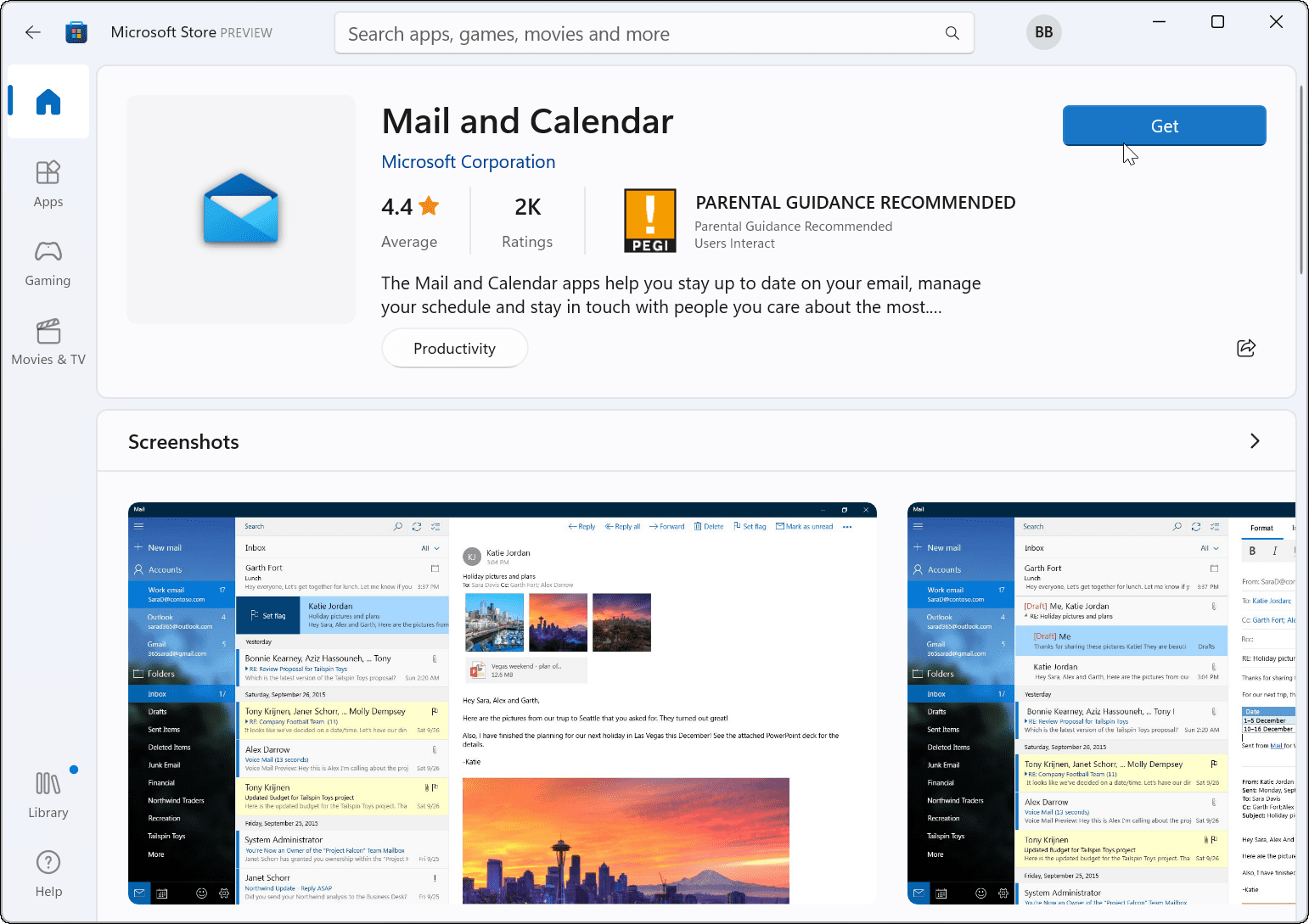 reinstall Mail app Microsoft Store