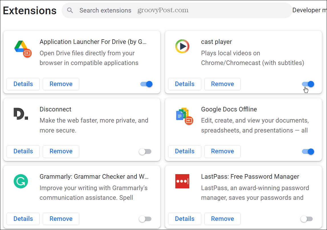 Extensions Chrome Page