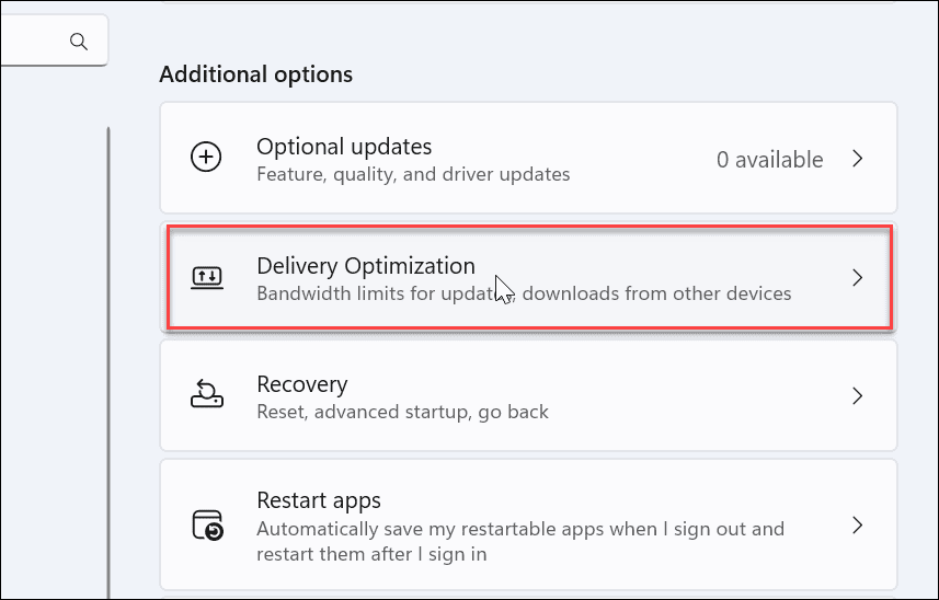 Disable Delivery Optimization on Windows 11