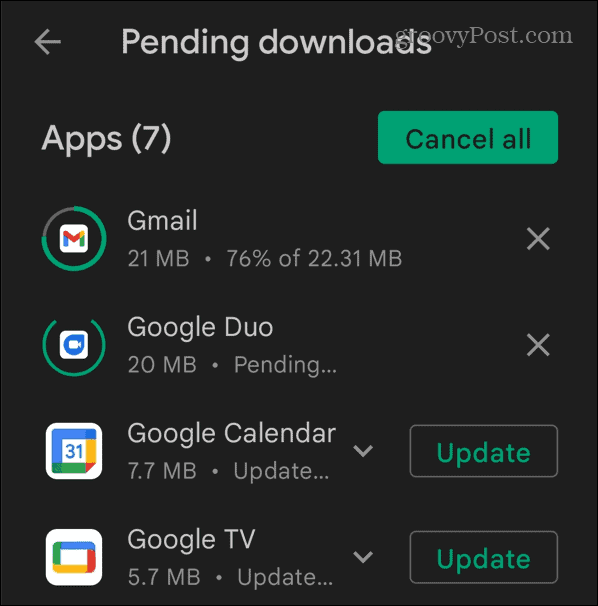 how to update apps on android
