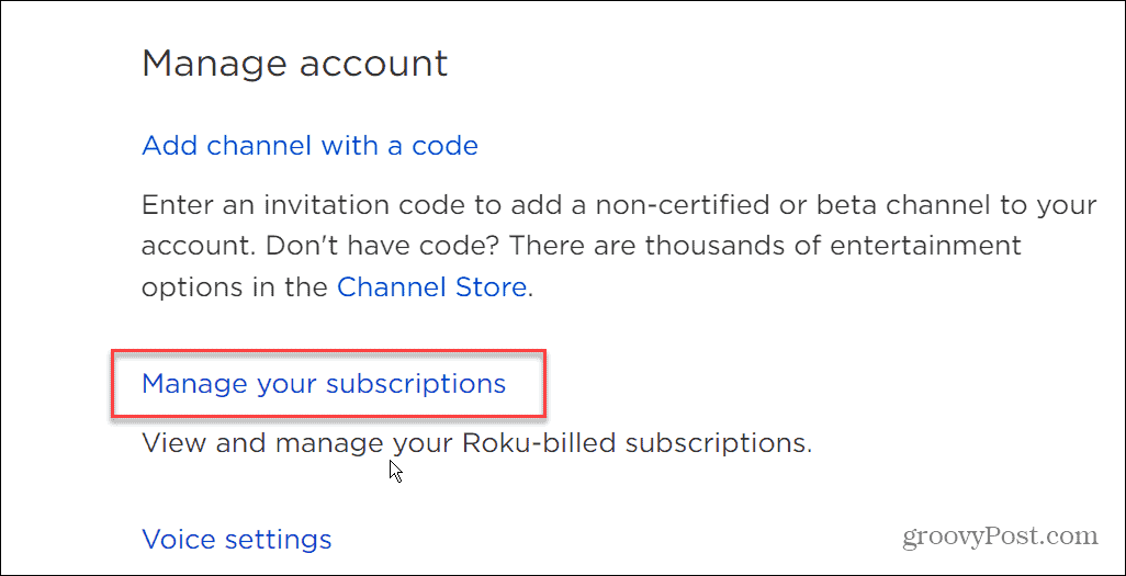 manage your subscriptions Roku