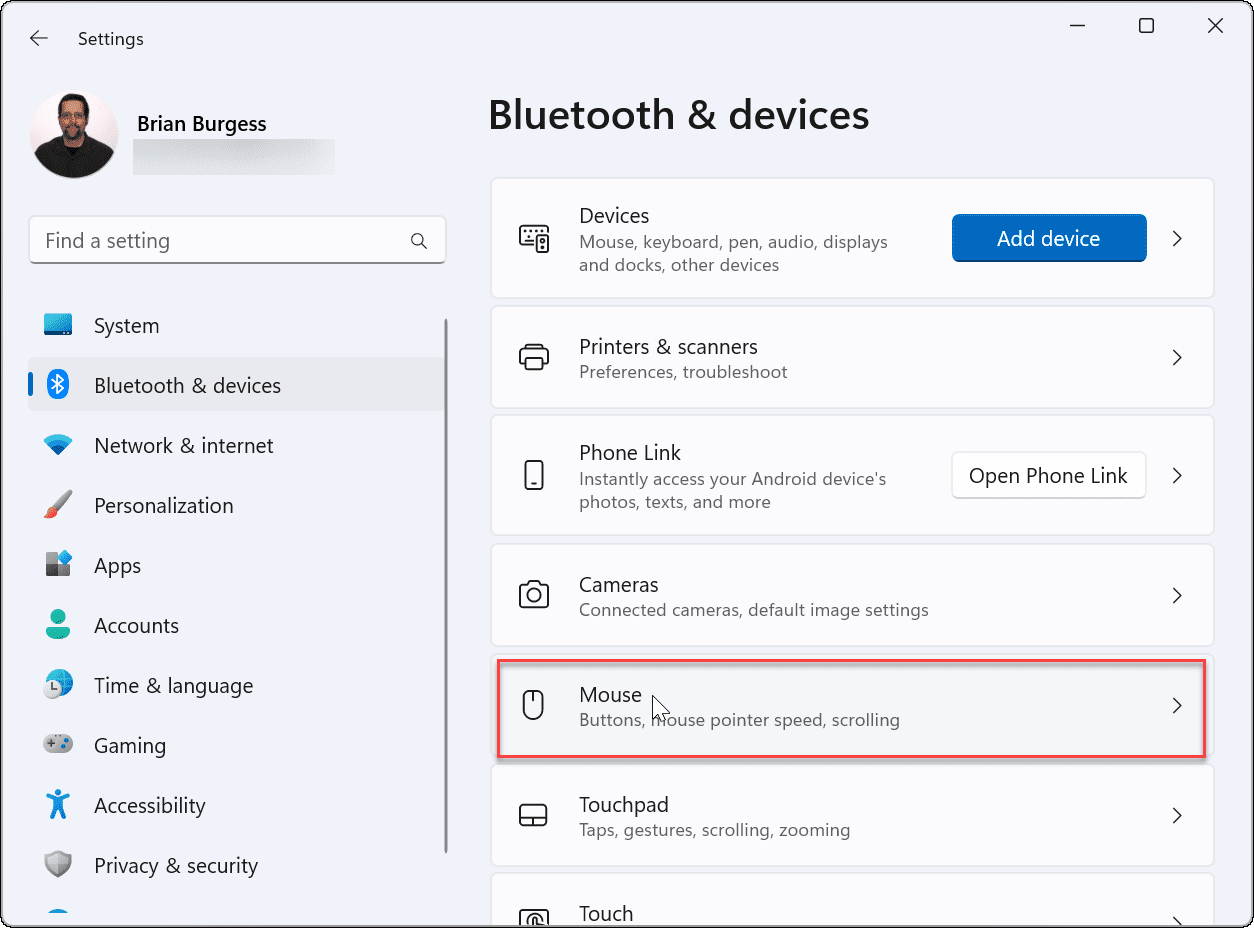 bluetooth and devices mouse