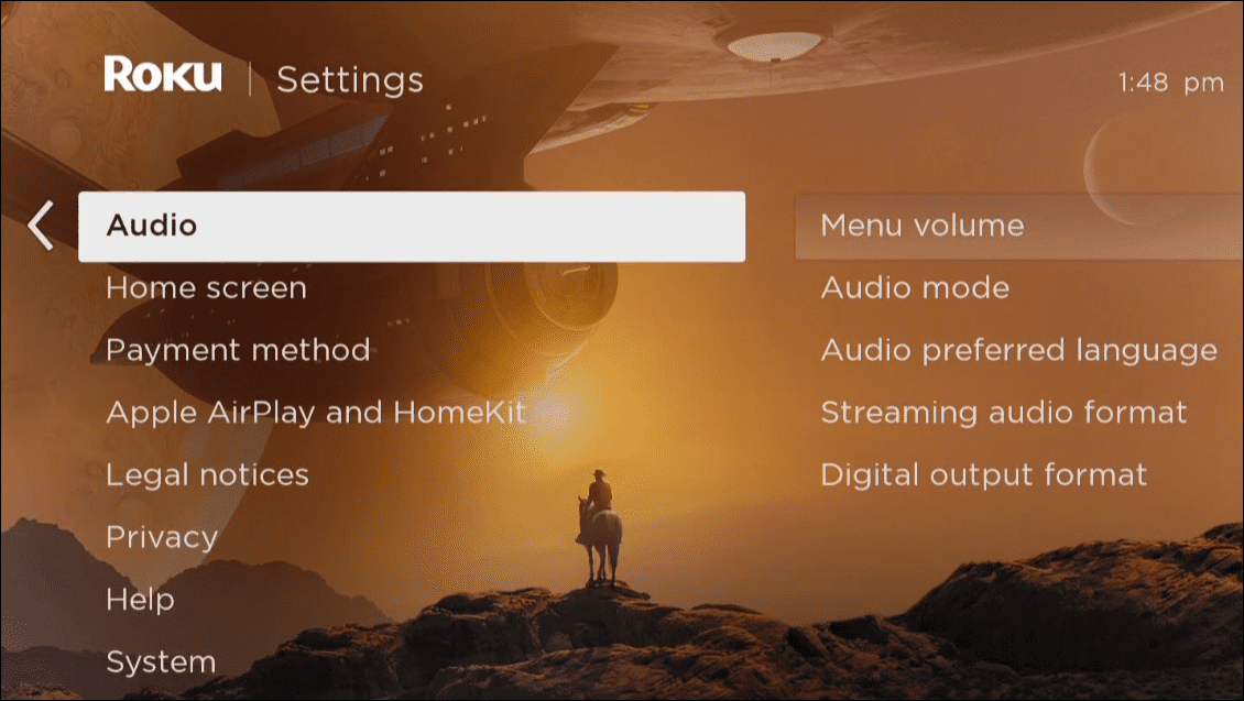 settings audio menu volume