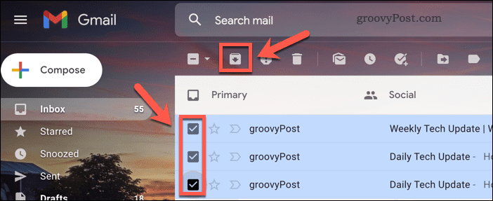 Archive emails in Gmail