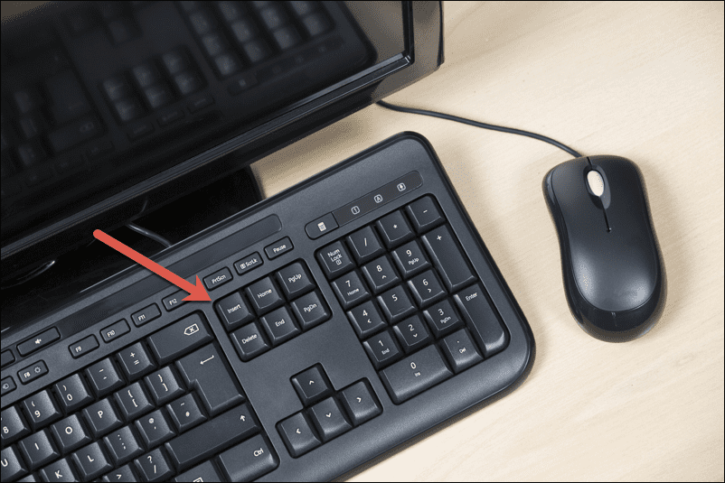The insert key on a keyboard