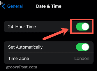 24 hour time iphone
