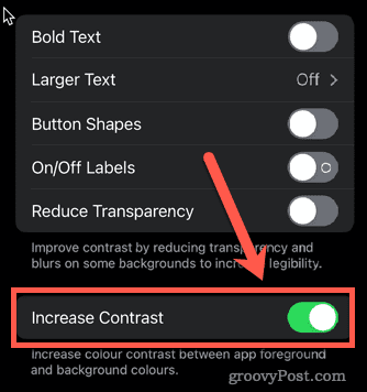 iphone increase contrast