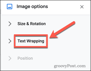 google docs text wrapping
